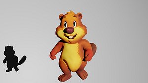 Rigged and Animated Cartoon Beaver 3D model