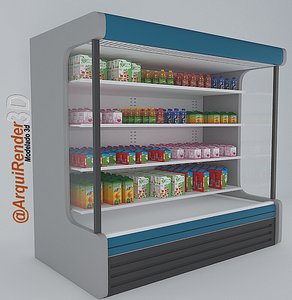 3d model fridge milks juices