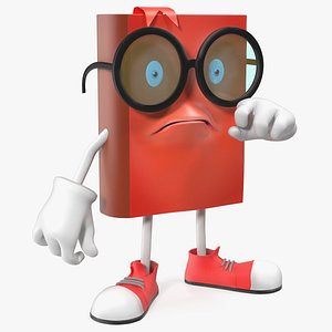 Sad Cartoon Book Red 3D model