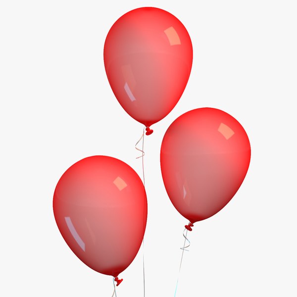 3D red balloon ribbon model