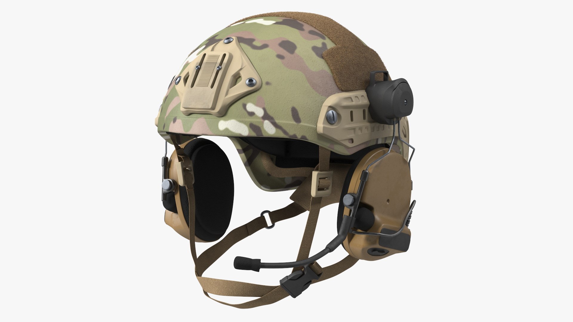 Tactical Gear Helmet Green Camo Fur 3D model preview