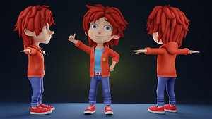 Stylized Cartoon Boy 3D Character  Fully Rigged Animation Ready model