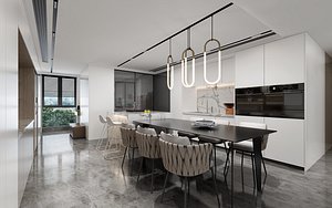 Modern apartment - living room  - Kitchen 3D model