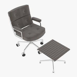 Eames Executive Chair Chrome Frame Taupe Fabric and Ottoman by Herman Miller 3D model