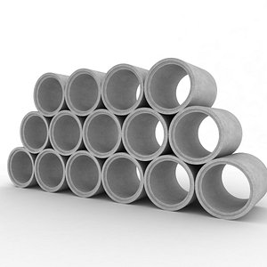 Concrete Pipes Stack 3D model