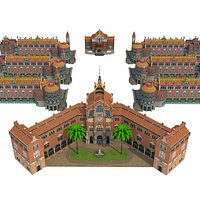 Hospital Manor Building game asset - Santa Creu i Sant Pau