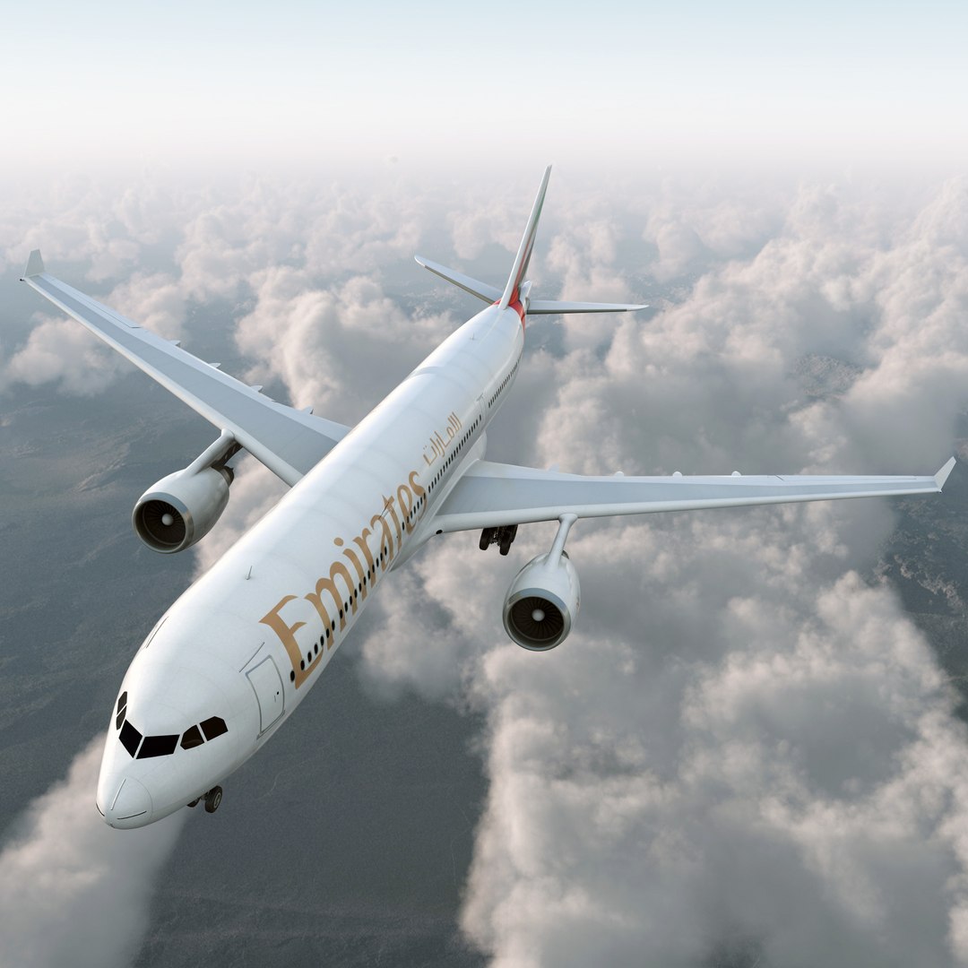 Jet Airliner Airbus A330-300 Emirates 3D Model 3D model preview