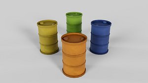 3D Cartoon Oil Drum- Low Poly