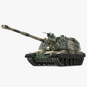 2S19 Msta Green Camouflage Rigged