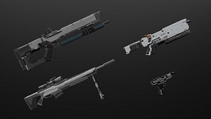 4 RIGGED SCIFI GUNS