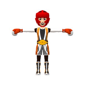 3D Male Boxer Red Helmet model