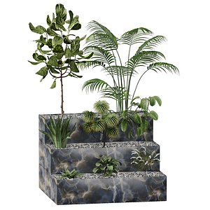 Garden bench with modern and beautiful stone design 3D