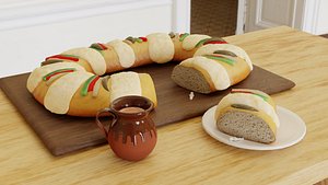 3D model rosca reyes sweet bread