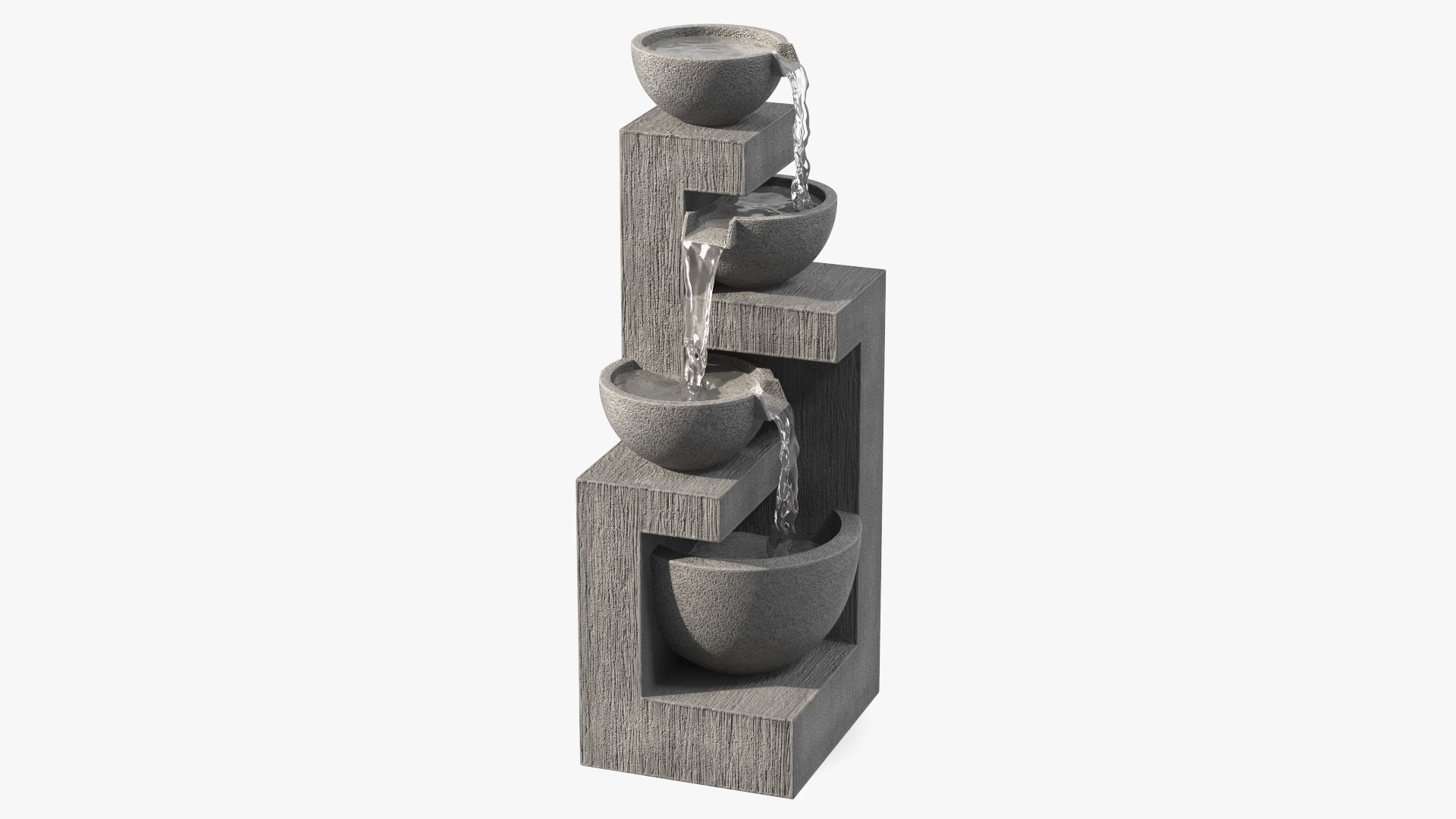 Three Tier Garden Fountain Concrete 3D model preview