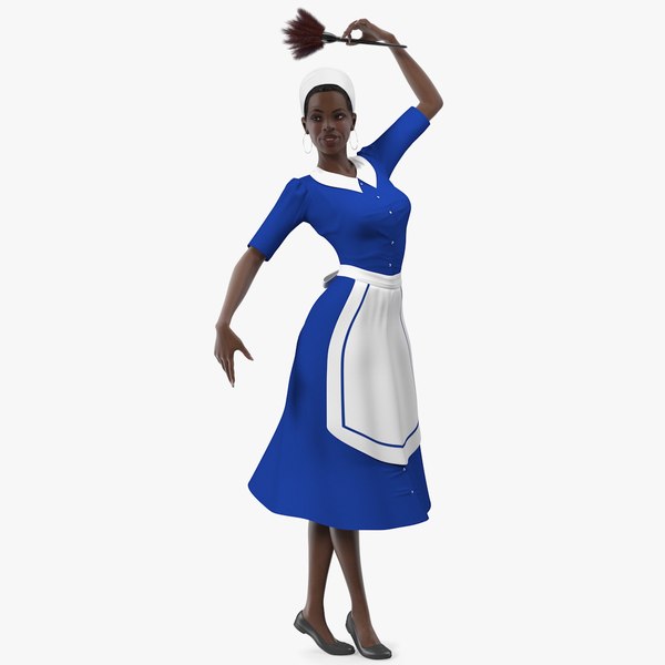 3D model dark skinned black maid
