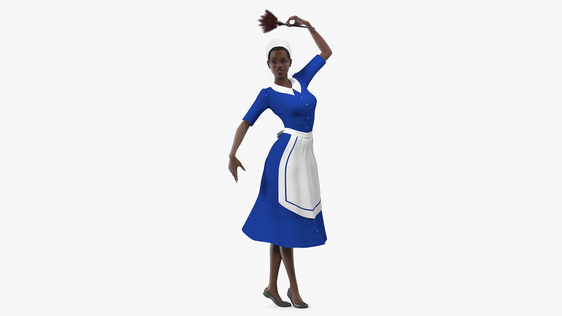 Dark Skinned Black Maid Dancing Pose 3D model preview
