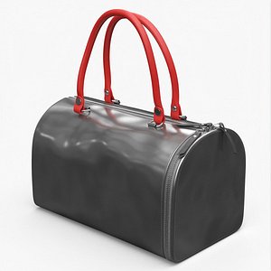 Metallic Colored Handbag with Red Handles