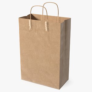 3D Brown Paper Shopping Bag model