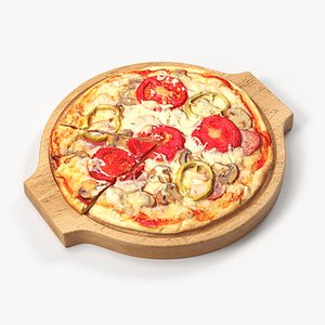Round Serving Board with Pizza