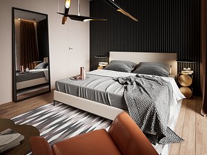Bedroom Interior Scene for Cinema 4D and Vray 6 ACES
