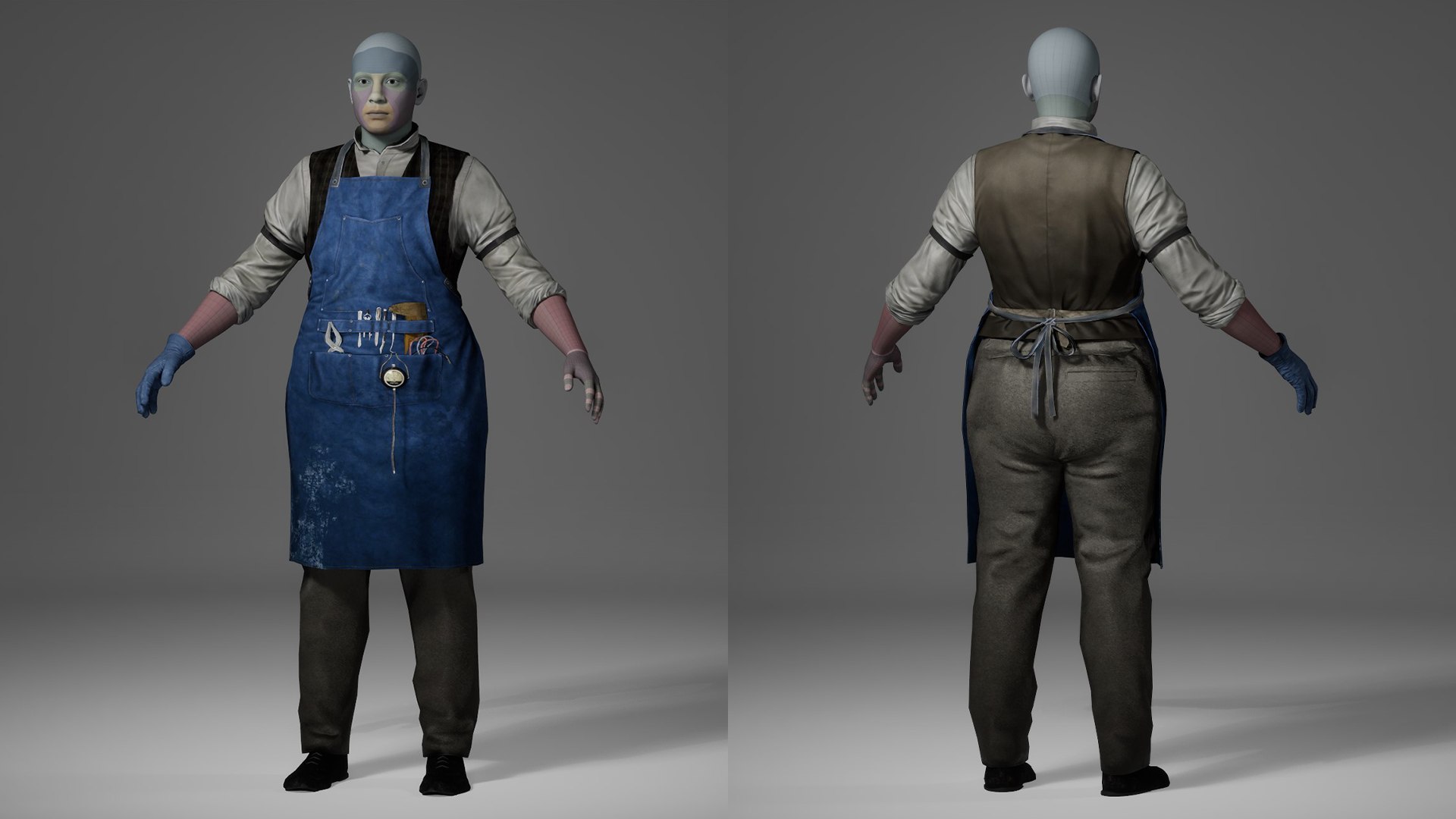 Vintage Craftsman Apron Outfit - Blacksmith  Artisan Uniform 3D model https://p.turbosquid.com/ts-thumb/hG/kBpu1m/3g/1/png/1765807116/1920x1080/fit_q87/ec0ef43deb19b63e4f942e3778fd8c307c83b083/1.jpg