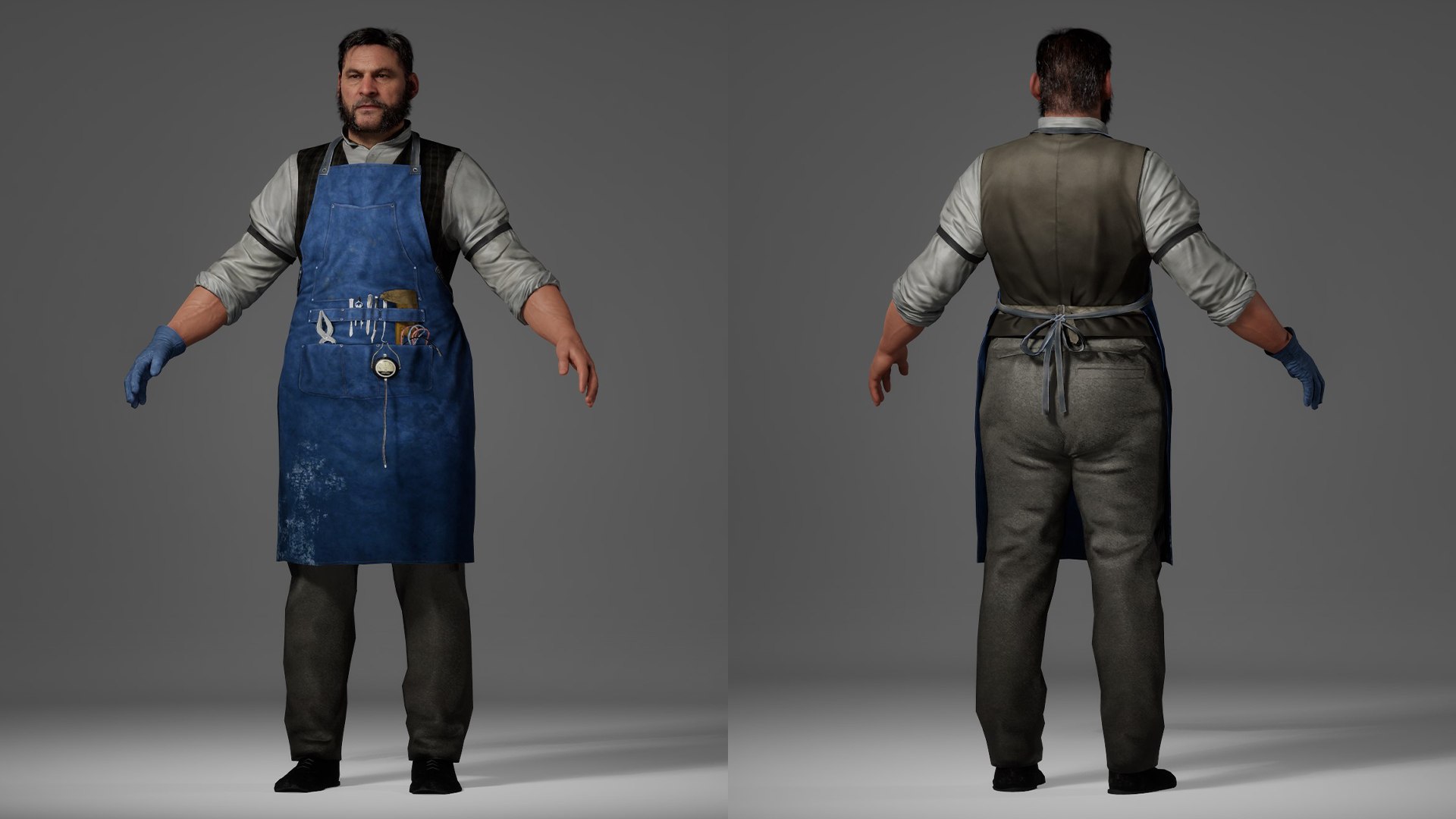 Vintage Craftsman Apron Outfit - Blacksmith  Artisan Uniform 3D model https://p.turbosquid.com/ts-thumb/hG/kBpu1m/sR/2/png/1765807123/1920x1080/fit_q87/1e35cdc3fb7cab90340e489e450a2f5183c21e1f/2.jpg