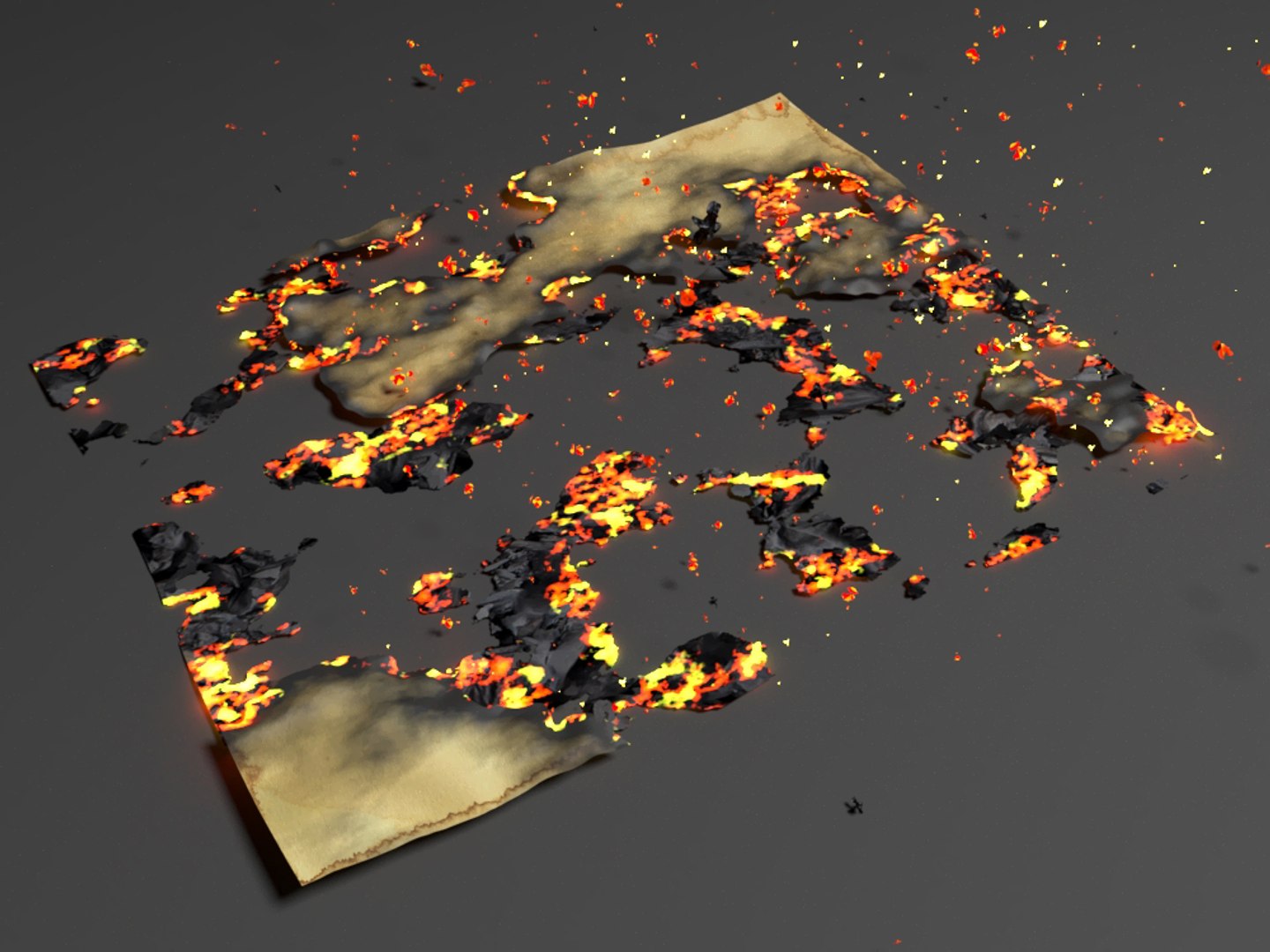 Animation Burning Paper 3D Model - TurboSquid 1403701