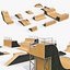 Set di elementi modulari per rampe da skatepark, pronto per il gioco.