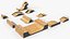 Set di elementi modulari per rampe da skatepark, pronto per il gioco.