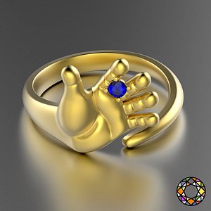 print hand shaped ring 3d obj