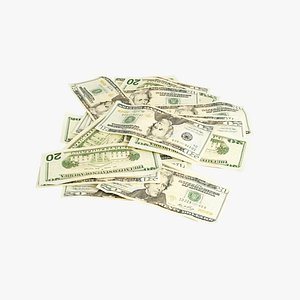 20 dollars pile 3D model