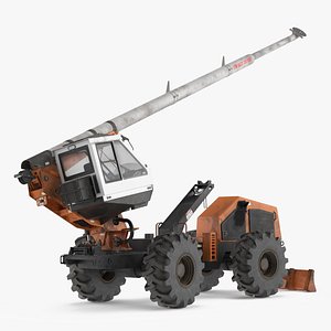 Mobile Tree Pruner with Circular Saw Attachment Dirt Rigged for Maya 3D