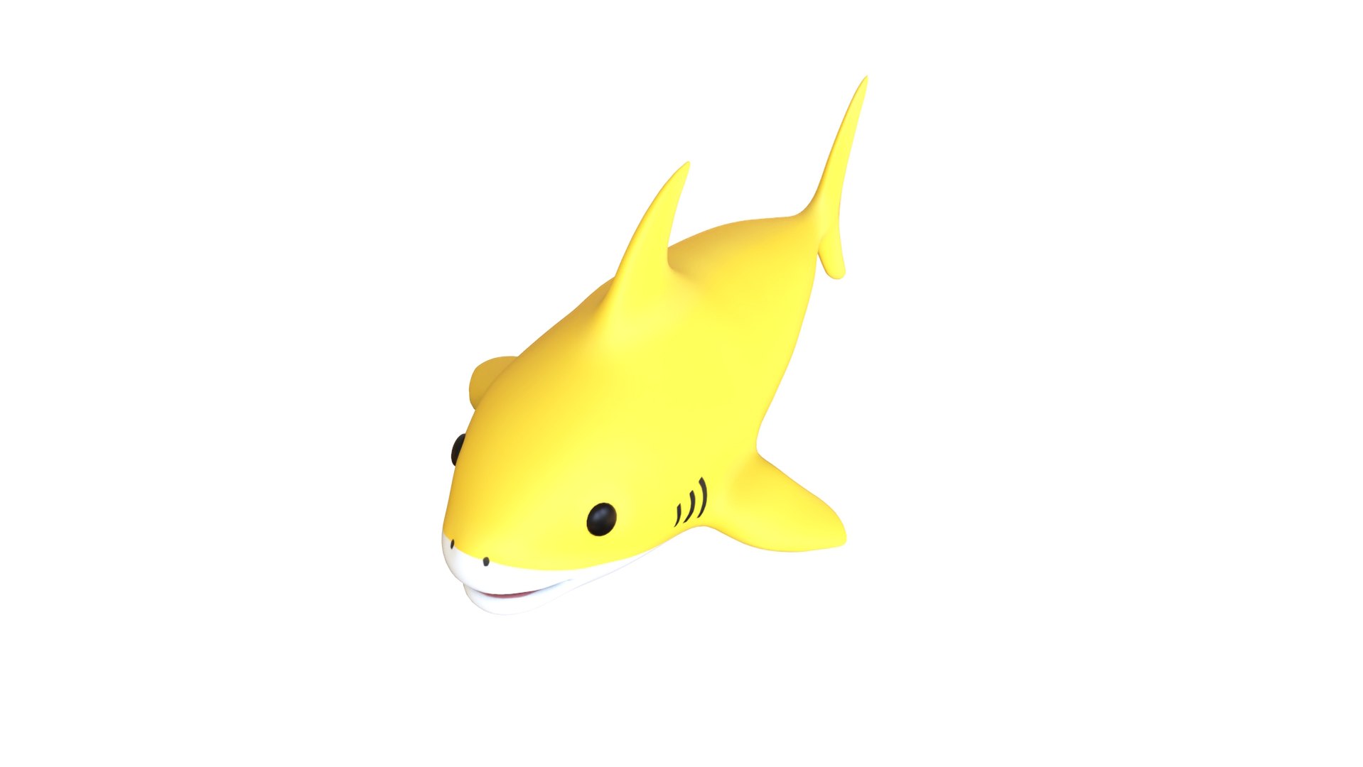 Cartoon Little Shark Yellow 3D Model - High-Quality Animated 3D ...