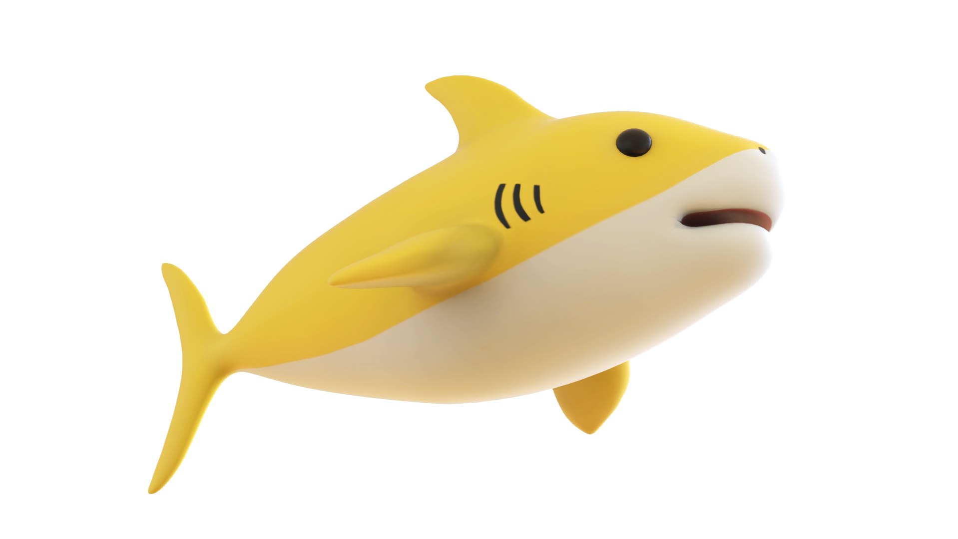 Cartoon Little Shark Yellow 3D Model - High-Quality Animated 3D ...