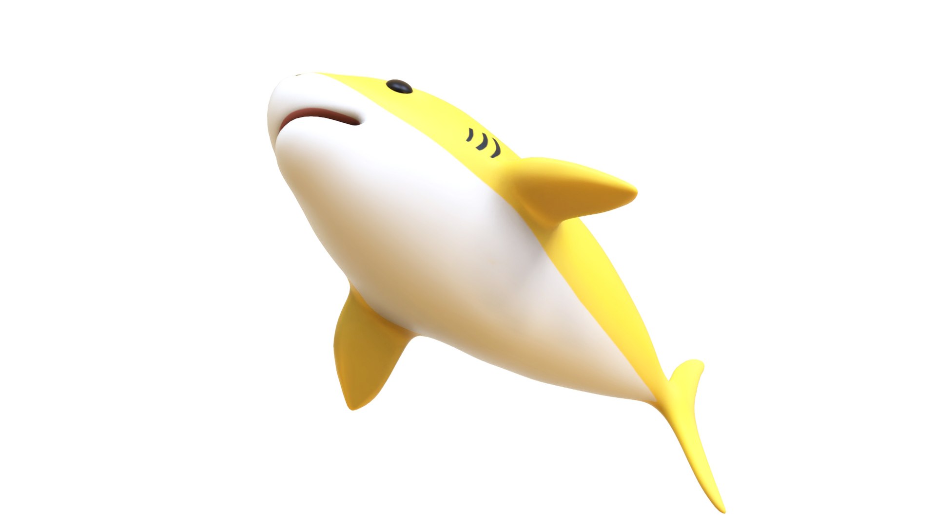 Cartoon Little Shark Yellow 3D Model - High-Quality Animated 3D ...