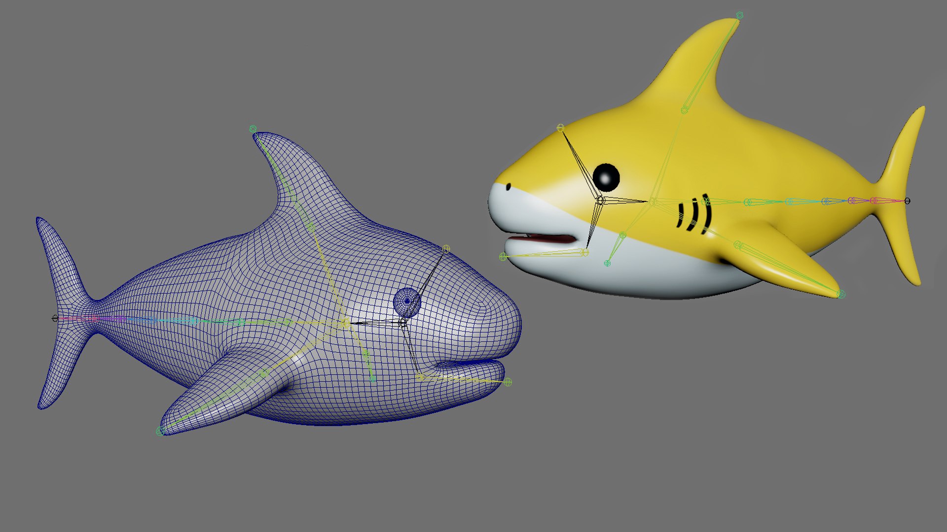 Cartoon Little Shark Yellow 3D Model - High-Quality Animated 3D ...