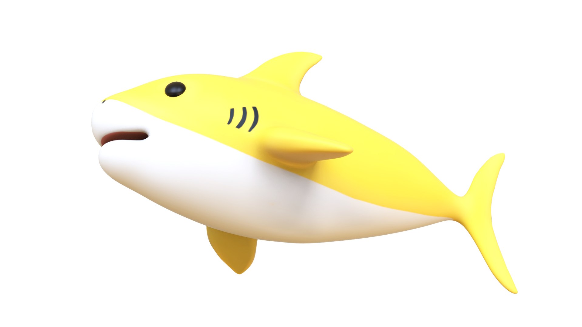 Cartoon Little Shark Yellow 3D Model - High-Quality Animated 3D ...