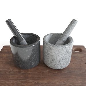 3D Mortar and Pestle Set Low-poly 3D mode
