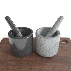 Mortar and Pestle Set Low-poly 3D mode