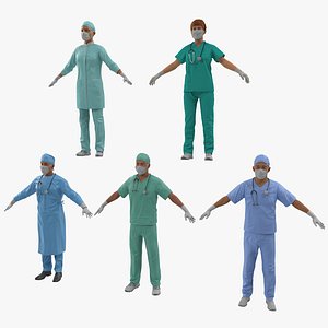 3d model doctors set modeled