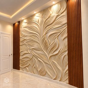 Modern Flowing Foliage Relief Wall Panel STL CNC 108