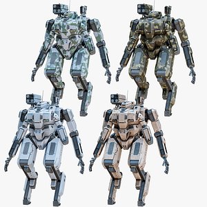 Sci-Fi Combat Mech Exoskeleton With 4 Skins PBR Package