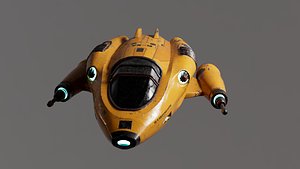 3D Small Yellow Spaceship  Detailed 3D Model