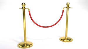 3D Red Rope Stanchion model