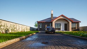 Bungalow Interior And Exterior 3D model