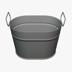 Small Oval Metal Bucket - Geometry Only No Textures No Materials 3D