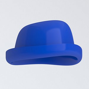 Girls Bowler Hat Blue 3D