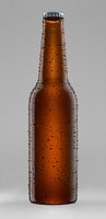 Beer bottle with water drops