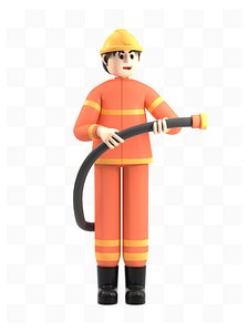 C4D Cartoon Fireman model