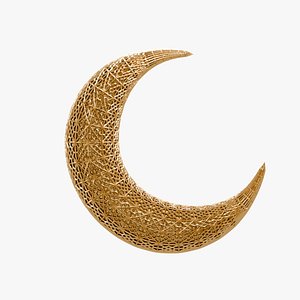 3D model Ornate Gold Crescent Moon
